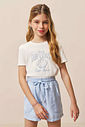 Conjunto de blusa em canelado liz e shorts em linho capri 94390 Vic Teen Menina