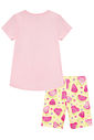 Conjunto de blusa em meia malha e bermuda biker em molecotton 96406 Kukiê Infantil Menina