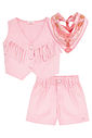 Conjunto de colete e shorts e em sarja com elastano (Acompanha lenço) 95957 Kukiê Infantil Menina