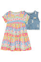 Vestido em malha fresh e colete em jeans arkansas 95571 Kukiê Infantil Menina Vestido em malha fresh e colete em jeans arkansas 95571 Kukiê Infantil Menina