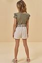 Conjunto de blusa em canelado de viscose e shorts em moletom linho sem pelúcia 98034 Kukiê Infantil Menina