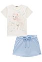 Conjunto de blusa em cotton e shorts saia em canelado liz 96274 Infanti Infantil Menina Conjunto de blusa em cotton e shorts saia em canelado liz 96274 Infanti Infantil Menina
