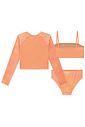 Trio de biquini e blusa manga longa em malha UV dry com proteção UV 50+ 96458 Lilimoon Teen Menina