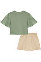 Conjunto de blusa em meia malha e shorts em moletom sem pelúcia 95070 Kukiê Infantil Menina