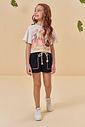 Conjunto de blusa em meia malha e shorts em moletom sem pelúcia 95061 Kukiê Infantil Menina