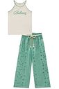 Conjunto de regata em canelado e calça cropped em tecido bordado. (Com short embutido) 98937 Kukiê Infantil Menina Conjunto de regata em canelado e calça cropped em tecido bordado. (Com short embutido) 98937 Kukiê Infantil Menina