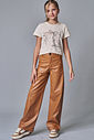 Calça wide leg em couro sintético 90347 Lilimoon Teen Menina Calça wide leg em couro sintético 90347 Lilimoon Teen Menina