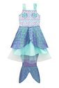 Fantasia de Sereia (Vestido em malha UV, tule e paetê cristal, acompanha cauda removível) 97607 Kukiê Infantil Menina