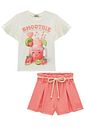 Conjunto de blusa em meia malha e shorts em malha enrugada 95551 Infanti Infantil Menina Conjunto de blusa em meia malha e shorts em malha enrugada 95551 Infanti Infantil Menina