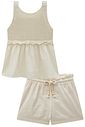 Conjunto de bata em tricot 100% algodão e shorts em linho deluxe 94907 Infanti Infantil Menina