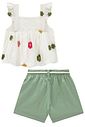 Conjunto de bata em viscose bordado e shorts em sarja com elastano 96500 Infanti Infantil Menina