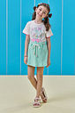 Conjunto de blusa em meia malha e short saia em malha waffle 96587 Kukiê Infantil Menina Conjunto de blusa em meia malha e short saia em malha waffle 96587 Kukiê Infantil Menina