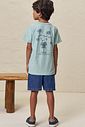 Conjunto de camiseta em meia malha flamê e bermuda em jeans teca 99063 LucBoo Infantil Menino Conjunto de camiseta em meia malha flamê e bermuda em jeans teca 99063 LucBoo Infantil Menino