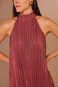 Vestido em Tecido Acetinado com Efeito Plissado 98143 Linzzi