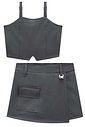 Conjunto de regata e short saia em alfaiataria premium melange 95987 Vic Teen Menina