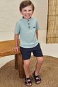 Conjunto de bata em meia malha flamê e bermuda em linho santorine com elastano 97963 LucBoo Infantil Menino Conjunto de bata em meia malha flamê e bermuda em linho santorine com elastano 97963 LucBoo Infantil Menino