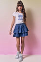 Blusa em cotton e saia em jeans com elastano 96905 Vic Teen Menina Blusa em cotton e saia em jeans com elastano 96905 Vic Teen Menina