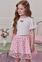 Conjunto de blusa em tricoline e saia em tule bordado flower. Com shorts embutido 99080 Infanti Infantil Menina