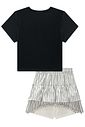 Conjunto de blusa em cotton e saia em tricoline listrado com shorts embutido 98512 Vic Teen Menina Conjunto de blusa em cotton e saia em tricoline listrado com shorts embutido 98512 Vic Teen Menina