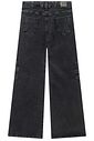 Calça wide leg cargo em jeans black com elastano 97945 Vic Teen Menina Calça wide leg cargo em jeans black com elastano 97945 Vic Teen Menina