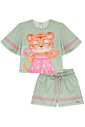 Conjunto de blusa e shorts em malha fresh 95020 Kukiê Infantil Menina