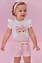 Conjunto de body em cotton e shorts em molevisco (acompanha faixa) 98701 Kukiê Bebê Menina Conjunto de body em cotton e shorts em molevisco (acompanha faixa) 98701 Kukiê Bebê Menina