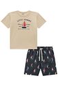 Conjunto de camiseta em meia malha e bermuda em nylon ergonomic com elastano 95708 Johnny Fox Teen Menino Conjunto de camiseta em meia malha e bermuda em nylon ergonomic com elastano 95708 Johnny Fox Teen Menino