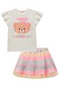 Conjunto de blusa em cotton e saia em tule (com shorts embutido) 99428 Kukiê Infantil Menina