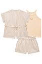 Trio de regata em cotton e kimono e shorts em tricoline listrado 98070 Kukiê Infantil Menina