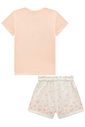 Conjunto de blusa em meia malha e shorts em moletom linho sem pelúcia 96345 Infanti Infantil Menina
