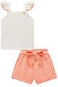 Conjunto de regata em canelado liz e shorts em linho bordado corações 96652 Infanti Infantil Menina Conjunto de regata em canelado liz e shorts em linho bordado corações 96652 Infanti Infantil Menina