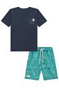 Conjunto de camiseta em meia malha e bermuda em nylon ergonomic com elastano 96703 Johnny Fox Teen Menino Conjunto de camiseta em meia malha e bermuda em nylon ergonomic com elastano 96703 Johnny Fox Teen Menino