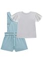 Conjunto de blusa em meia malha e jardineira em malha big waffle 98467 Kukiê Infantil Menina