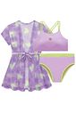 Trio de biquíni em malha UV dry com proteção solar UV 50+ e saída de praia em tela fashion 99473 Lilimoon Teen Menina