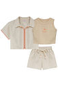 Trio de regata em ribana, camisa e shorts em linho deluxe 95903 Kukiê Infantil Menina Trio de regata em ribana, camisa e shorts em linho deluxe 95903 Kukiê Infantil Menina