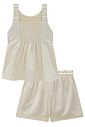 Conjunto de bata em tricot 100% algodão e shorts em linho deluxe 94907 Infanti Infantil Menina