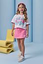 Conjunto de blusa em meia malha e shorts saia em moletom botonê sem pelúcia 95685 Infanti Infantil Menina