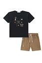 Conjunto de camiseta em meia malha e bermuda em cotton jeans com elastano 97266 LucBoo Bebê Menino Conjunto de camiseta em meia malha e bermuda em cotton jeans com elastano 97266 LucBoo Bebê Menino