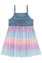 Conjunto de vestido em malha power e sobreposição em jeans e tule 97953 Infanti Infantil Menina Conjunto de vestido em malha power e sobreposição em jeans e tule 97953 Infanti Infantil Menina