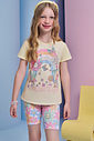 Conjunto de blusa alongada em meia malha e bermuda biker em malha power 95314 Infanti Infantil Menina