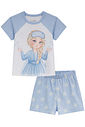 Conjunto de pijama de blusa e shorts em meia malha 94280 Kukiê Infantil Menina