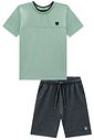 Conjunto de camiseta em piquet com elastano e bermuda em cotton jeans com elastano 99544 LucBoo Infantil Menino