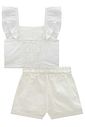 Conjunto de blusa em tricoline bordada e shorts em sarja com elastano 98677 Infanti Infantil Menina