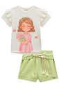 Conjunto de blusa em meia malha e short em viscolinho 99593 Kukiê Infantil Menina Conjunto de blusa em meia malha e short em viscolinho 99593 Kukiê Infantil Menina