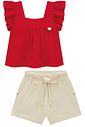 Conjunto de bata em blend de viscose e shorts em sarja com elastano 96603 Infanti Infantil Menina Conjunto de bata em blend de viscose e shorts em sarja com elastano 96603 Infanti Infantil Menina