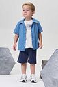 Trio de camiseta em meia malha, camisa jeans e bermuda em sarja girassol com elastano 95440 Johnny Fox Teen Menino