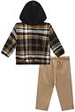 Conjunto de overshirt em flanela xadrez e calça comfy em sarja girassol com elastano 92353 Johnny Fox Bebê Menino