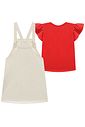 Conjunto de blusa em meia malha e salopete em moletom linho sem pelúcia 97027 Infanti Infantil Menina
