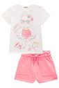 Conjunto de blusa em meia malha e shorts em moletom sem pelúcia 98355 Infanti Infantil Menina