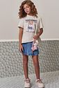 Conjunto de camiseta over em meia malha e short saia em jeans wishita 98780 Lilimoon Teen Menina Conjunto de camiseta over em meia malha e short saia em jeans wishita 98780 Lilimoon Teen Menina